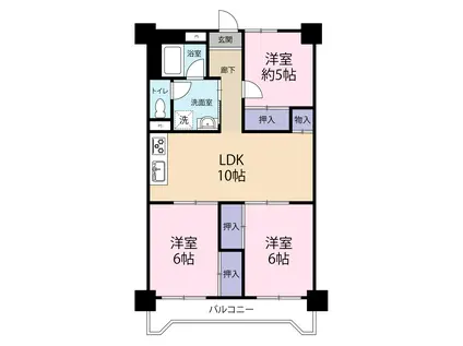 ジュウェル常盤平(3LDK/5階)の間取り写真