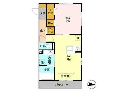 BRICKS LAKE TOWN(1LDK/2階)の間取り写真