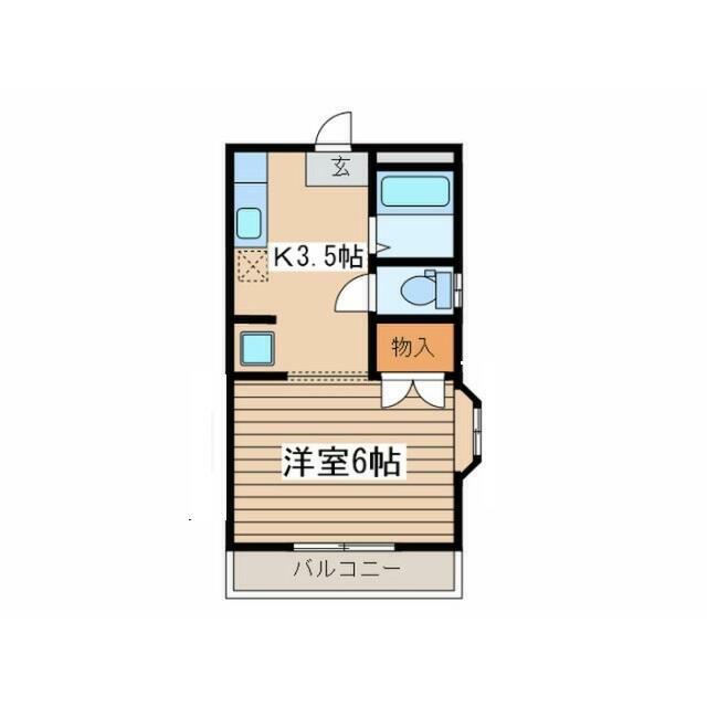 ピュアタウン北矢名(1K/2階)の間取り写真