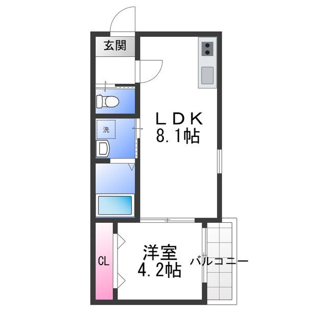 KS ノース PLASE(1LDK/2階)の間取り写真