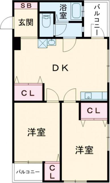 大和ビル(2DK/5階)の間取り写真