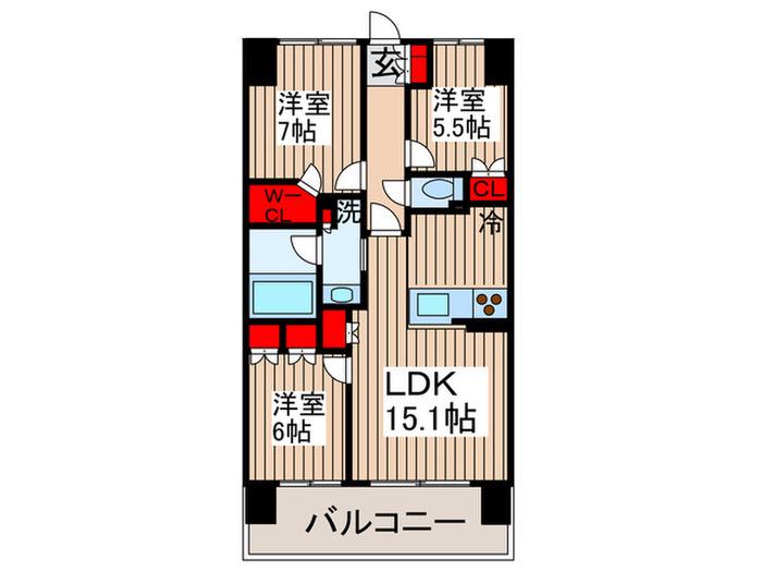 エスティメゾン豊洲レジデンス(3LDK/11階)の間取り写真