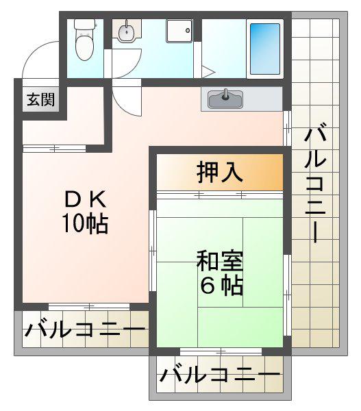 シャトー滝の茶屋(1LDK/3階)の間取り写真