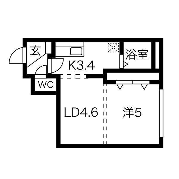イーワン@アベアパート(1LDK/2階)の間取り写真