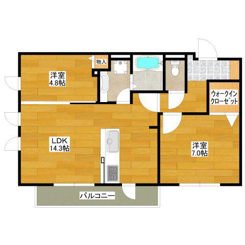 COMFORT HIROSHIBA(2LDK/3階)の間取り写真