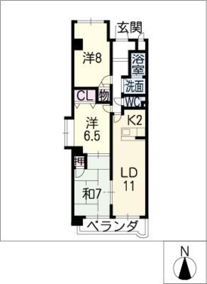 カーサ長良パーク(3LDK/1階)の間取り写真