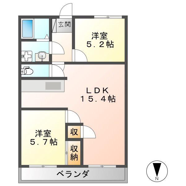 SUN HEIGHTS(2LDK/5階)の間取り写真