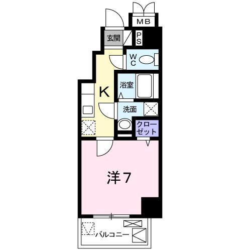 エトワール衣掛(1K/2階)の間取り写真