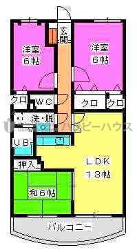 フレグランス春日(3LDK/4階)の間取り写真