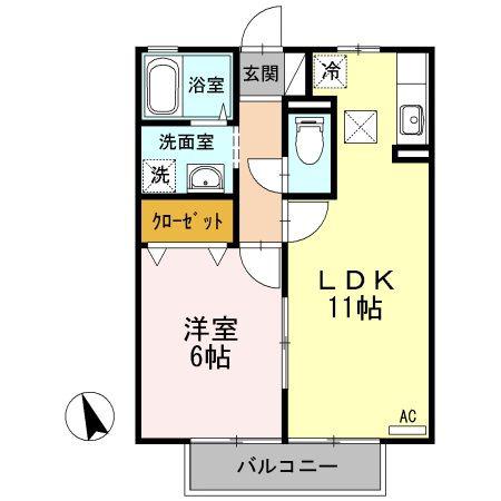 グランド・ソレイユ(1LDK/1階)の間取り写真