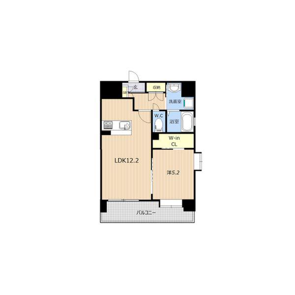 QUEENRICH新屋敷(1LDK/8階)の間取り写真