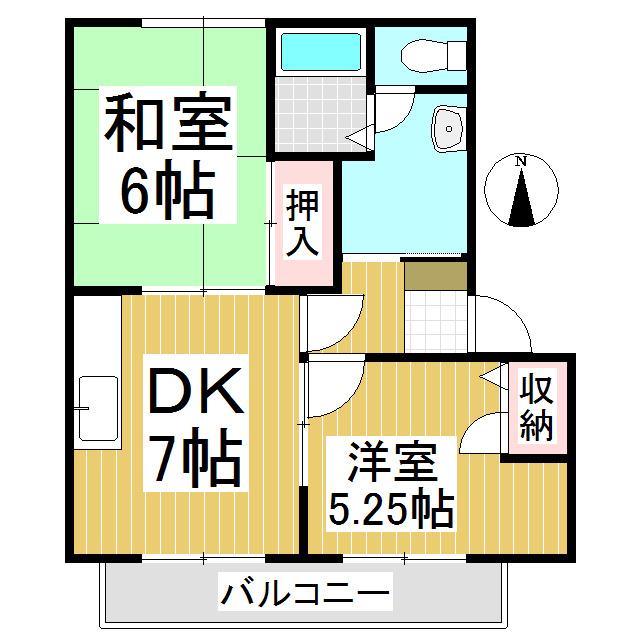サンクス H棟・Y棟(2DK/2階)の間取り写真