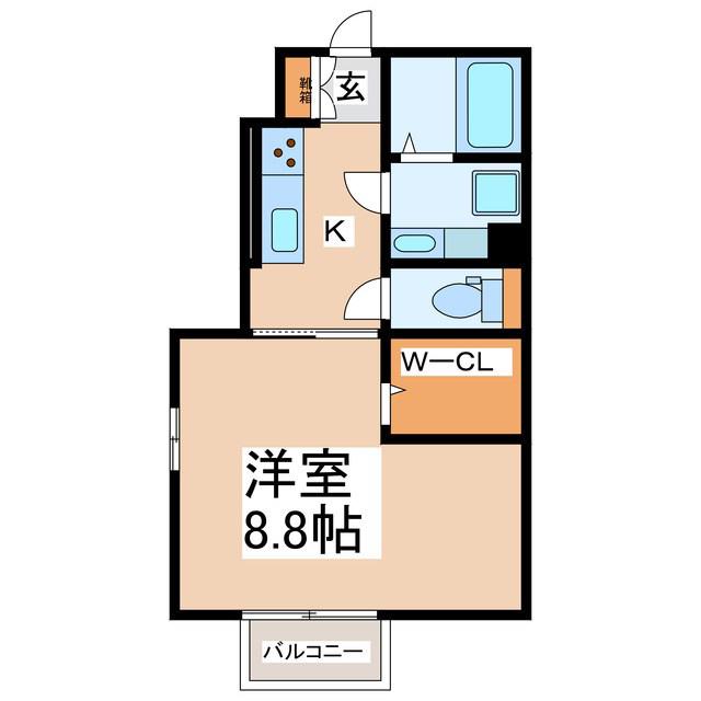ラカゼット(1K/1階)の間取り写真
