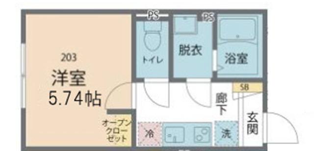 カインドネス篠崎(1K/2階)の間取り写真