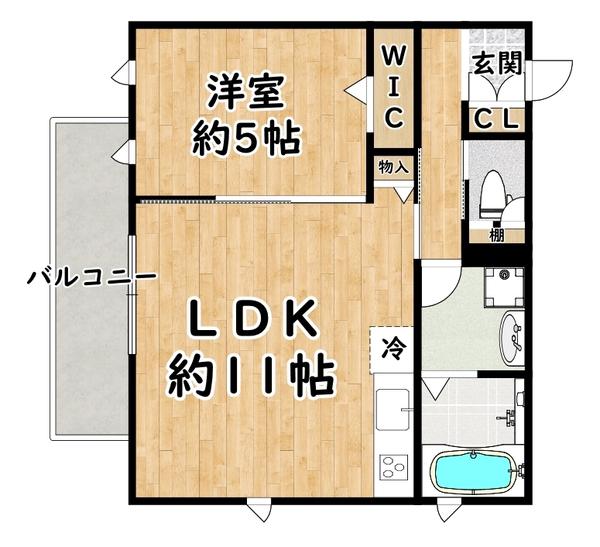 CASA FIORIRE 三社(1LDK/3階)の間取り写真