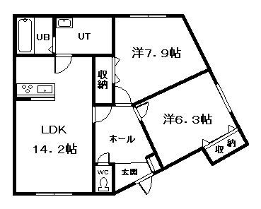 CHERIE FLEURB(2LDK/2階)の間取り写真