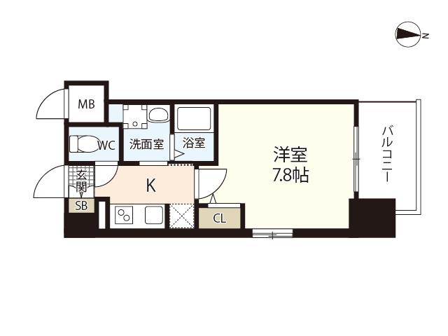 S-RESIDENCE国泰寺町一丁目(1K/10階)の間取り写真