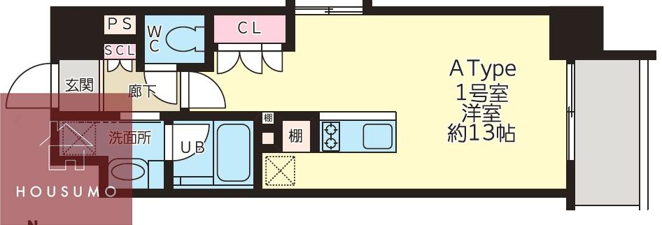 グランドベルヴィ(ワンルーム/10階)の間取り写真