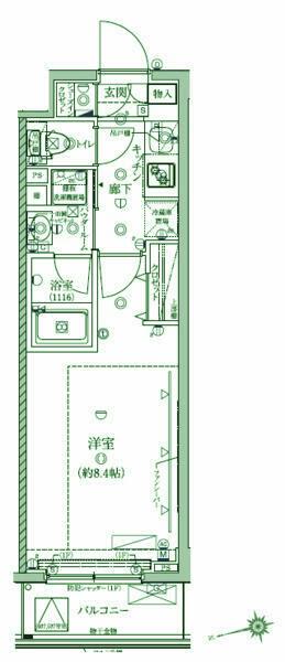 クレイシア北馬込(1K/3階)の間取り写真