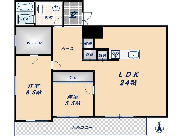 グラスホッパー(2LDK/11階)の間取り写真