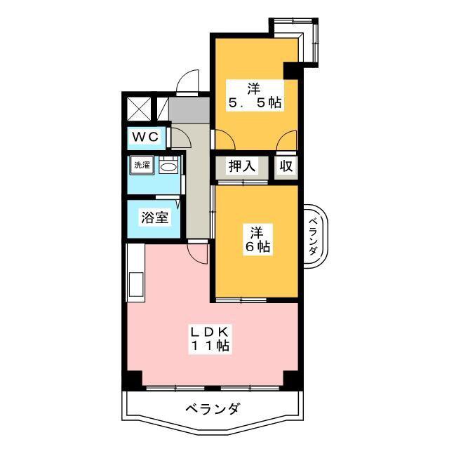 ファミール森(2LDK/3階)の間取り写真