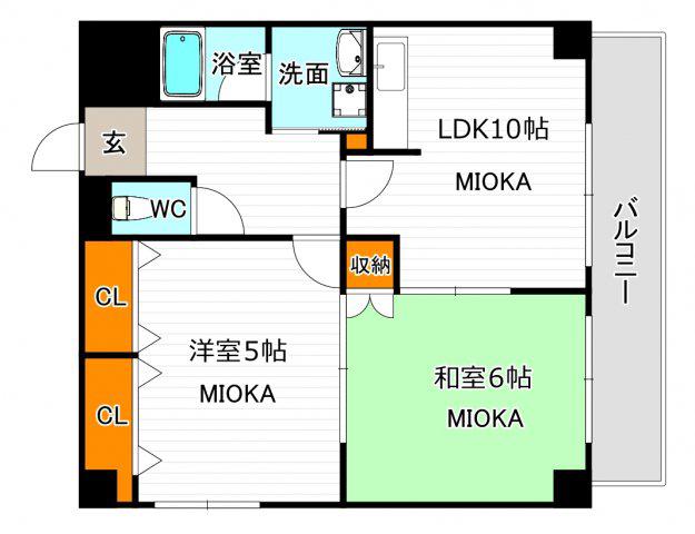 アンボジュール日愛(2LDK/4階)の間取り写真