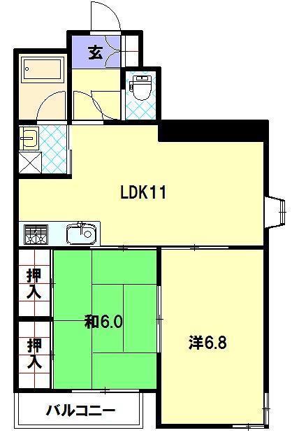 イストワール城山(2LDK/4階)の間取り写真