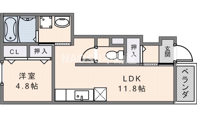 グロースハイツ新石切II(1LDK/1階)の間取り写真