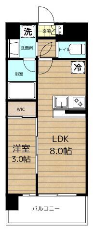 エスリードレジデンス玉造ザ・イースト(1LDK/9階)の間取り写真