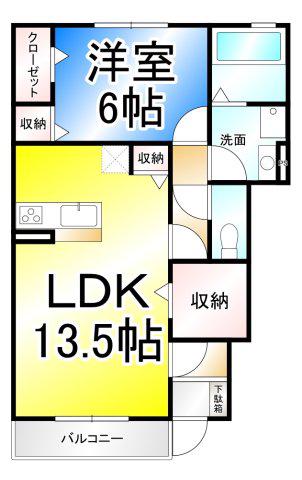 プライマリーコート(1LDK/1階)の間取り写真