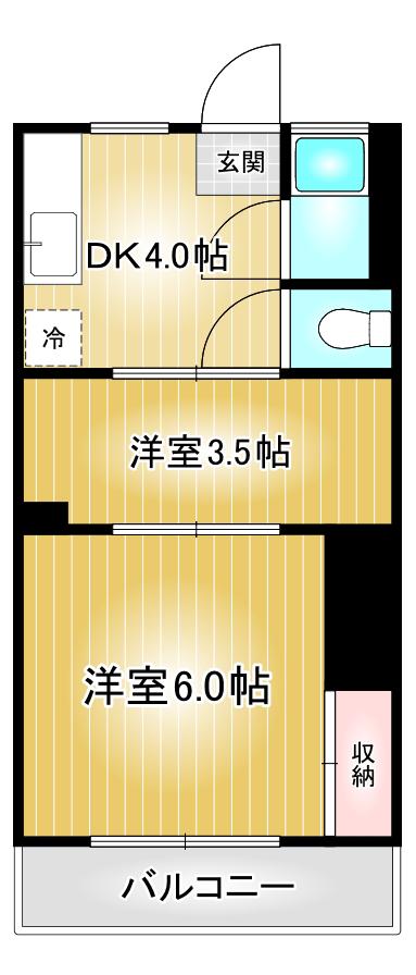 八熊マンション(2DK/3階)の間取り写真