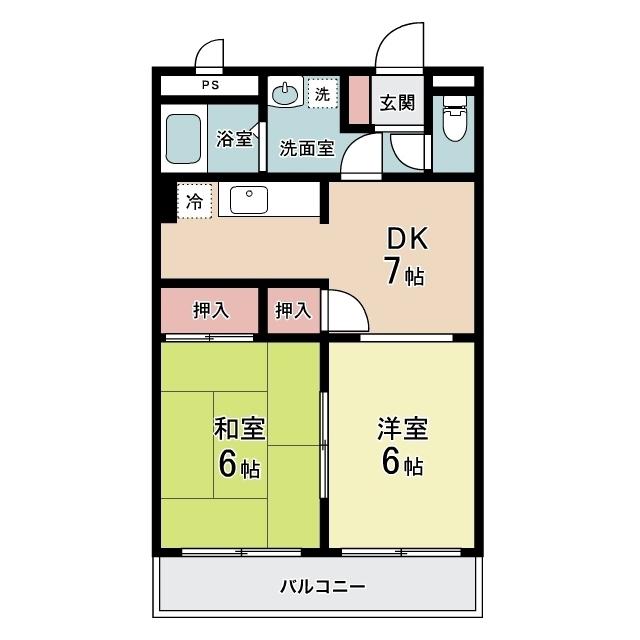 アメニックス(2DK/2階)の間取り写真