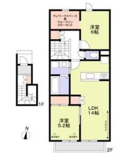 GREEN VILLE(2LDK/2階)の間取り写真