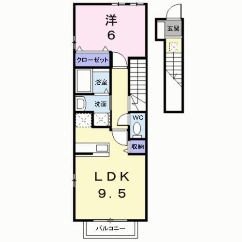 アンジェリート(1LDK/2階)の間取り写真