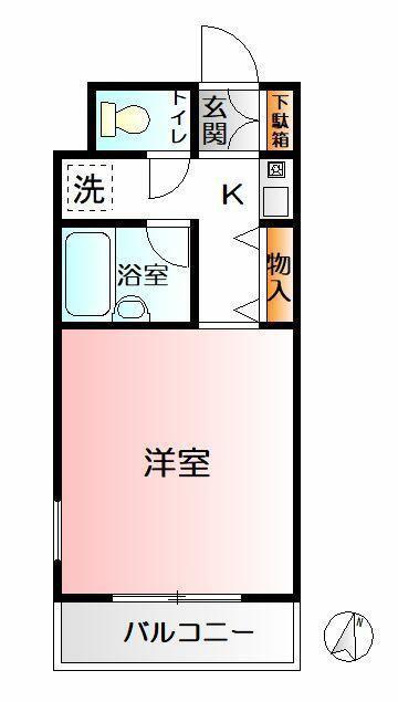 パークヒルズ(1K/2階)の間取り写真