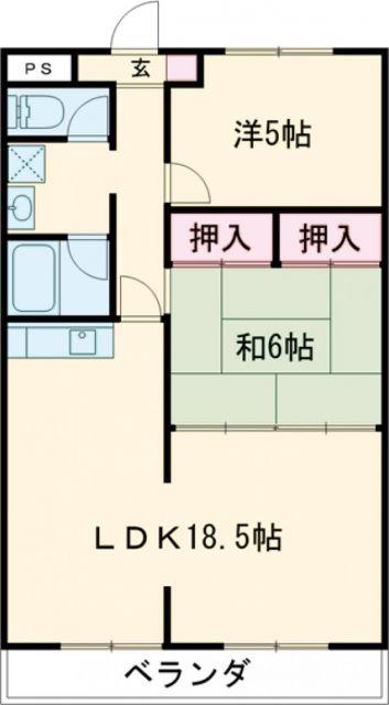 島崎ハイツ(2LDK/3階)の間取り写真