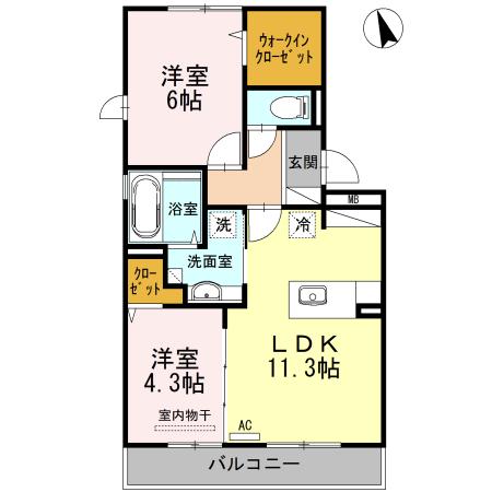 コート ダジュール(2LDK/2階)の間取り写真