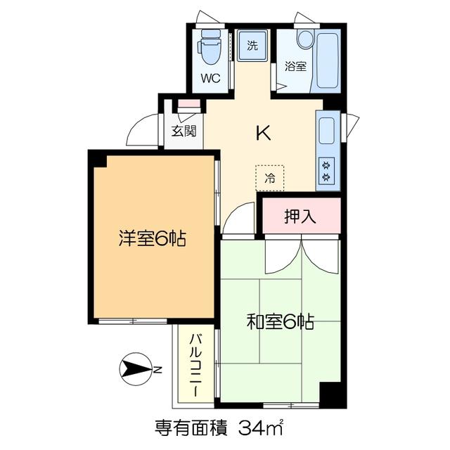 長谷川ビル(2K/4階)の間取り写真