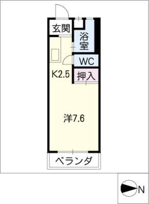 ハイツ島塚(1K/2階)の間取り写真