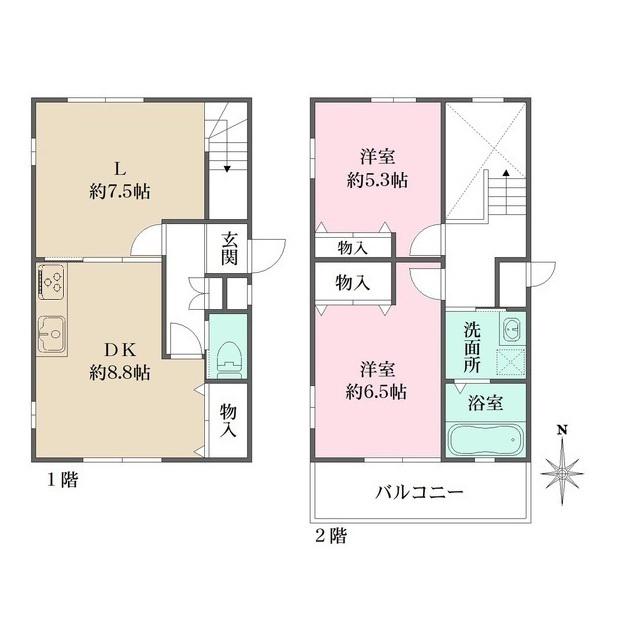 サテライト芦屋船戸町(2LDK/1階)の間取り写真
