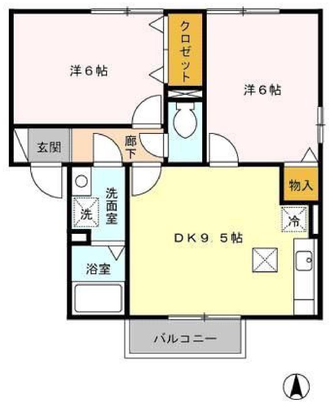 パディーゼゾンI(2DK/2階)の間取り写真