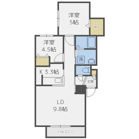 ノイ山鼻(2LDK/2階)の間取り写真