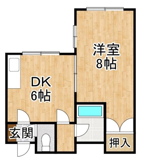 北央ビル(1DK/6階)の間取り写真