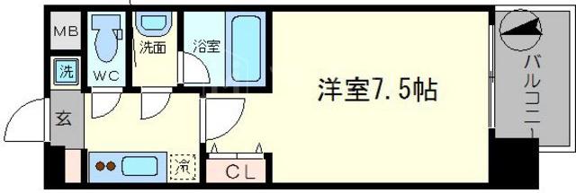 スプランディッド難波II(1K/3階)の間取り写真