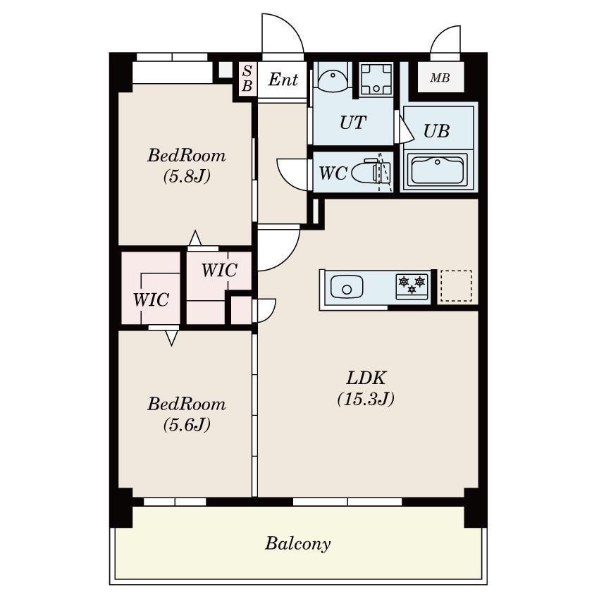 S-RESIDENCE半道橋ACHIEVE(2LDK/5階)の間取り写真