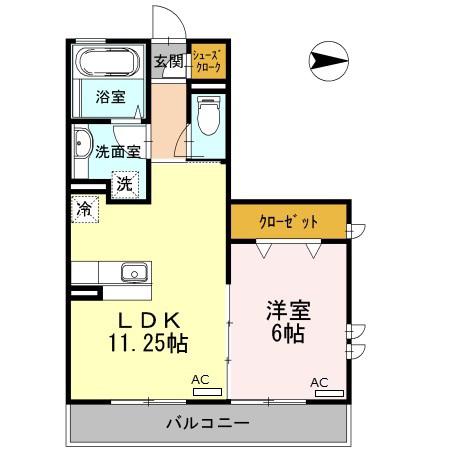 サンフレールC(1LDK/3階)の間取り写真