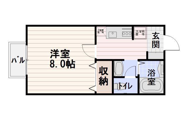 PIA欅 B棟(1K/2階)の間取り写真