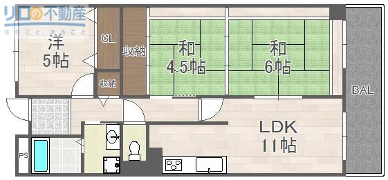 ピーチヒル加茂(3LDK/3階)の間取り写真