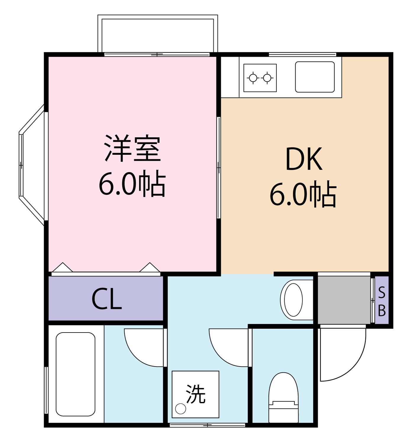 コーポ東逗(1DK/1階)の間取り写真