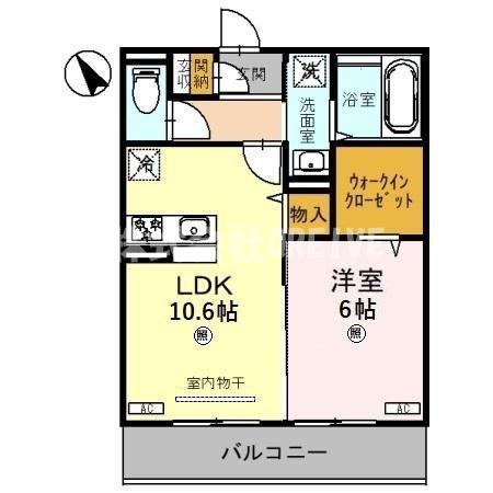レジデンスコート栗東(1LDK/3階)の間取り写真